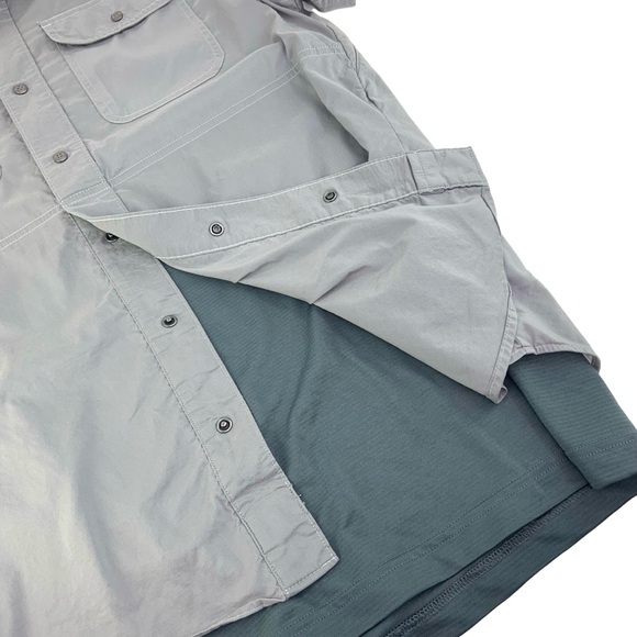 Vertx Grey Short Sleeve Button Down Shirt Snap Closure - Picture 3 of 4